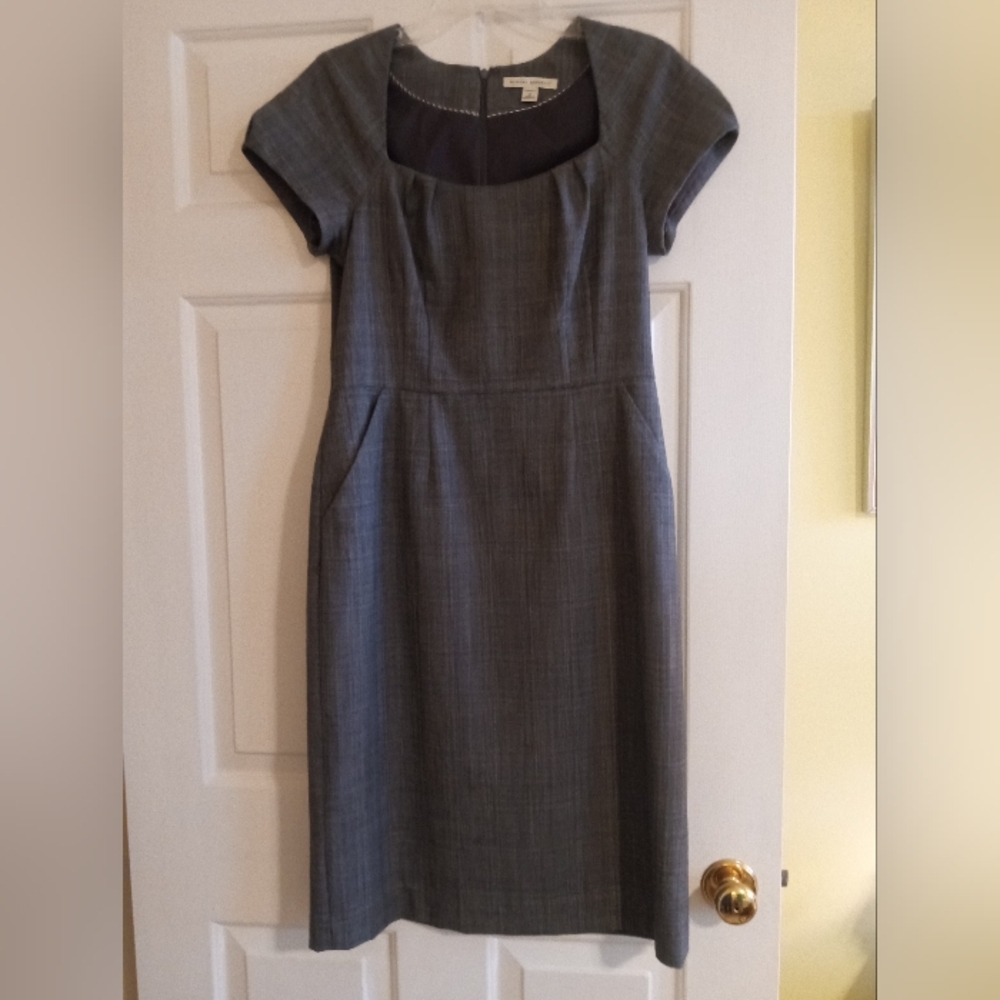 Ladies Banana Republic Gray Glen Plaid Wool Dress 8M